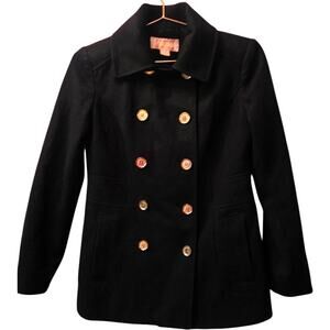 Michael Kors Women’s Black Wool Blend Pea Coat Sz 4 – Double Breasted Jacket